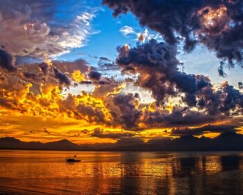 sea, sunset, boat